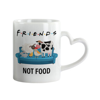 friends, not food, Mug heart handle, ceramic, 330ml