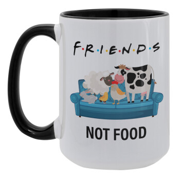friends, not food, Κούπα Mega 15oz, κεραμική Μαύρη, 450ml