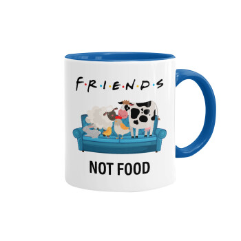 friends, not food, Κούπα χρωματιστή μπλε, κεραμική, 330ml
