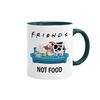 friends, not food, Κούπα χρωματιστή πράσινη, κεραμική, 330ml