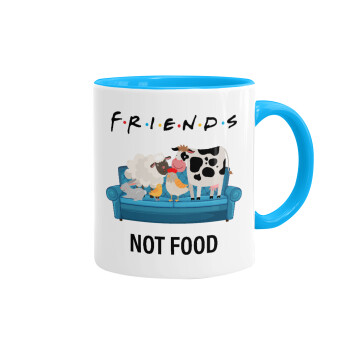 friends, not food, Κούπα χρωματιστή γαλάζια, κεραμική, 330ml