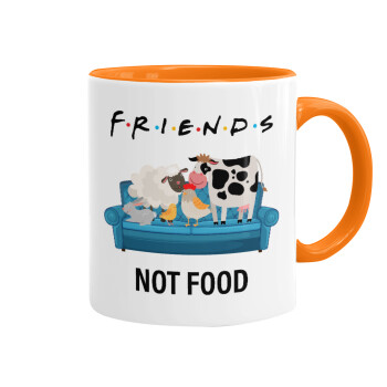 friends, not food, Κούπα χρωματιστή πορτοκαλί, κεραμική, 330ml