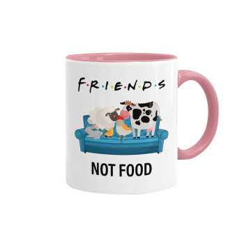 friends, not food, Κούπα χρωματιστή ροζ, κεραμική, 330ml