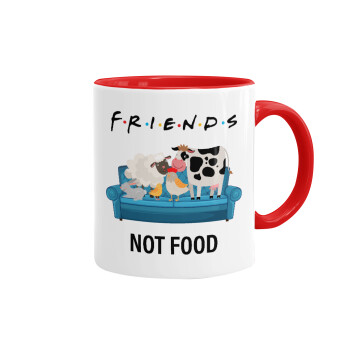 friends, not food, Κούπα χρωματιστή κόκκινη, κεραμική, 330ml
