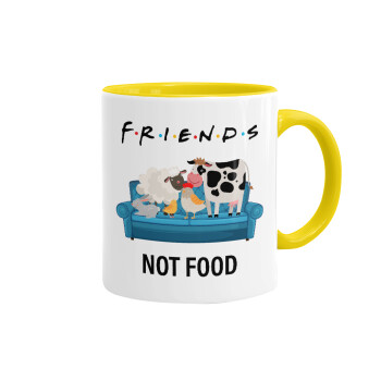 friends, not food, Κούπα χρωματιστή κίτρινη, κεραμική, 330ml
