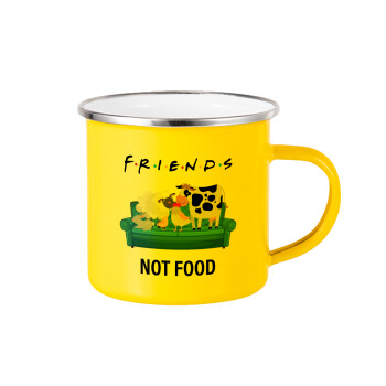 friends, not food, Κούπα Μεταλλική εμαγιέ Κίτρινη 360ml