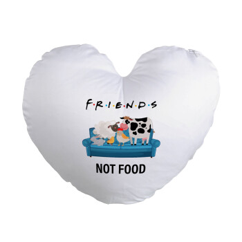 friends, not food, Μαξιλάρι καναπέ καρδιά 40x40cm περιέχεται το  γέμισμα