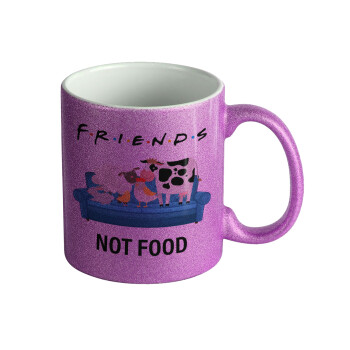friends, not food, Κούπα Μωβ Glitter που γυαλίζει, κεραμική, 330ml
