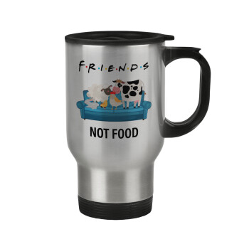 friends, not food, Stainless steel travel mug with lid, double wall 450ml