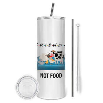 friends, not food, Tumbler stainless steel 600ml, with metal straw & cleaning brush