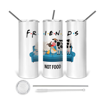 friends, not food, Tumbler stainless steel 600ml, with metal straw & cleaning brush
