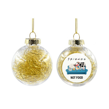 friends, not food, Χριστουγεννιάτικη μπάλα δένδρου διάφανη με χρυσό γέμισμα 8cm