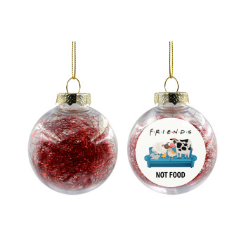 friends, not food, Χριστουγεννιάτικη μπάλα δένδρου διάφανη με κόκκινο γέμισμα 8cm