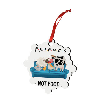 friends, not food, Χριστουγεννιάτικο στολίδι snowflake ξύλινο 7.5cm