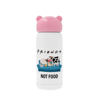 friends, not food, Ροζ ανοξείδωτο παγούρι θερμό (Stainless steel), 320ml
