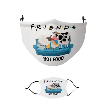 friends, not food, Μάσκα υφασμάτινη παιδική πολλαπλών στρώσεων με υποδοχή φίλτρου
