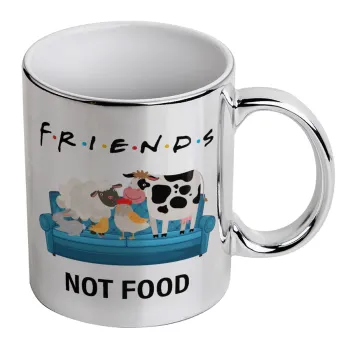friends, not food, Mug ceramic, silver mirror, 330ml