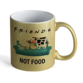 friends, not food, Κούπα Χρυσή Glitter που γυαλίζει, κεραμική, 330ml