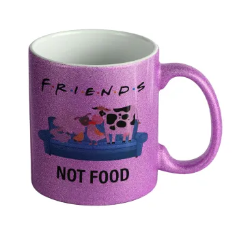 friends, not food, Κούπα Μωβ Glitter που γυαλίζει, κεραμική, 330ml