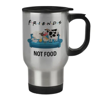 friends, not food, Κούπα ταξιδιού ανοξείδωτη με καπάκι, διπλού τοιχώματος (θερμό) 450ml