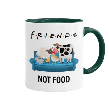 friends, not food, Κούπα χρωματιστή πράσινη, κεραμική, 330ml