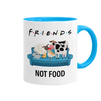 friends, not food, Κούπα χρωματιστή γαλάζια, κεραμική, 330ml