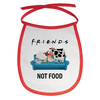 friends, not food, Σαλιάρα μωρού αλέκιαστη με κορδόνι Κόκκινη