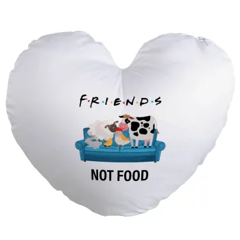 friends, not food, Μαξιλάρι καναπέ καρδιά 40x40cm περιέχεται το  γέμισμα