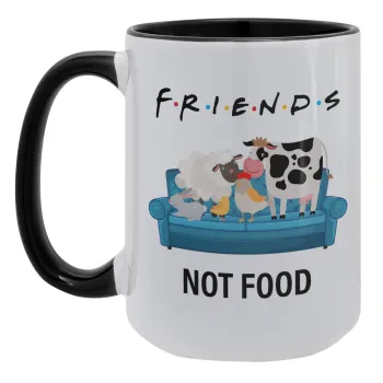 friends, not food, Κούπα Mega 15oz, κεραμική Μαύρη, 450ml