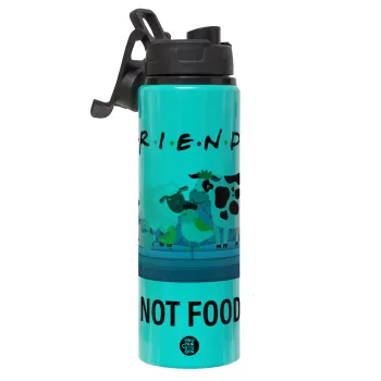 friends, not food, Metallic water bottle with safety lid, 850ml aluminum
