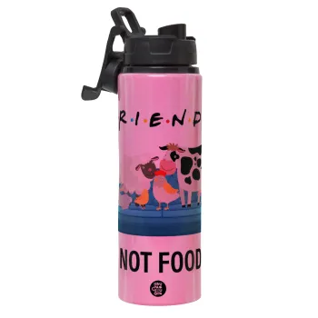 friends, not food, Μεταλλικό παγούρι νερού με καπάκι ασφαλείας, αλουμινίου 850ml
