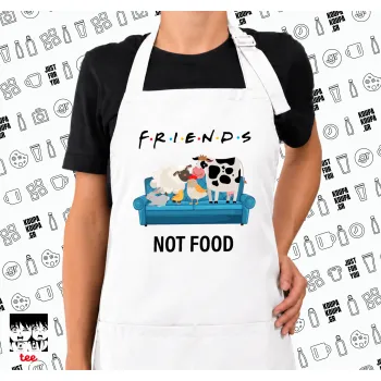 friends, not food, Ποδιά μακριά Σεφ ολόσωμη με τσέπες white (ΕΝΗΛΙΚΩΝ)