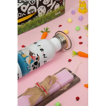 friends, not food, Πασχαλινή Λαμπάδα με παγούρι μεταλλικό (620ml, stainless steel) & κερί αρωματικό πλακέ (30cm) (ΡΟΖ)