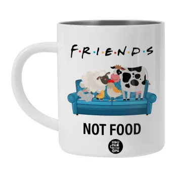 friends, not food, BIG Mug Stainless steel double wall (450ml, White)