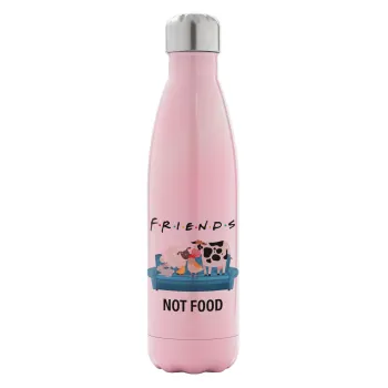 friends, not food, Metal mug thermos Pink Iridiscent (Stainless steel), double wall, 500ml