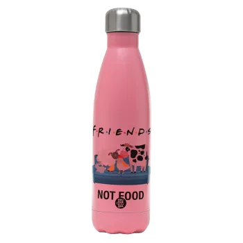 friends, not food, Metal mug thermos Pink Mat (Stainless steel), double wall, 500ml
