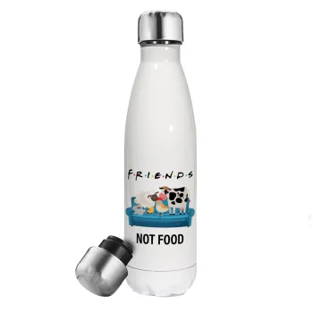 friends, not food, Metal mug thermos White (Stainless steel), double wall, 500ml