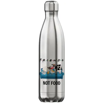 friends, not food, Inox (Stainless steel) hot metal mug, double wall, 750ml