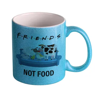 friends, not food, Κούπα Σιέλ Glitter που γυαλίζει, κεραμική, 330ml