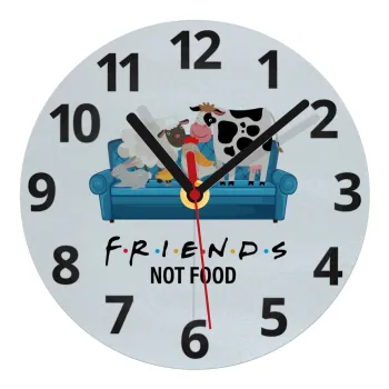 friends, not food, Ρολόι τοίχου γυάλινο (20cm)
