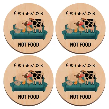 friends, not food, ΣΕΤ x4 Σουβέρ ξύλινα στρογγυλά plywood (9cm)