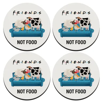 friends, not food, ΣΕΤ 4 Σουβέρ ξύλινα στρογγυλά (9cm)