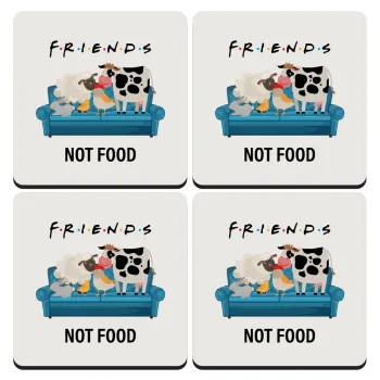 friends, not food, ΣΕΤ 4 Σουβέρ ξύλινα τετράγωνα (9cm)