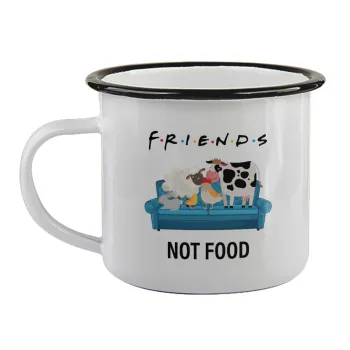 friends, not food, Κούπα εμαγιέ με μαύρο χείλος 360ml