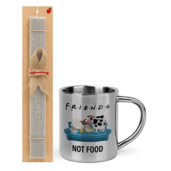 friends, not food, Easter Set, metallic thermal cup (300ml) & Easter aromatic flat candle (30cm) (GRAY)