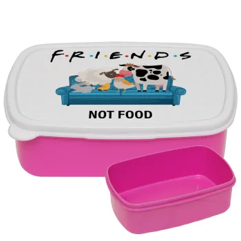 friends, not food, ΡΟΖ παιδικό δοχείο φαγητού (lunchbox) πλαστικό (BPA-FREE) Lunch Βox M18 x Π13 x Υ6cm