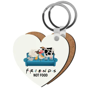 friends, not food, Μπρελόκ Ξύλινο καρδιά MDF