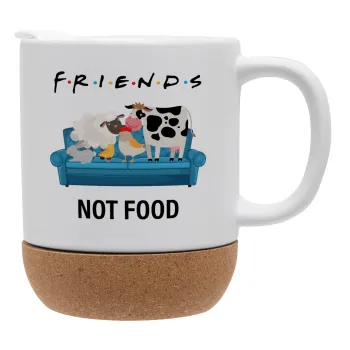 friends, not food, Κούπα, κεραμική με βάση φελού και καπάκι (ΜΑΤ), 330ml
