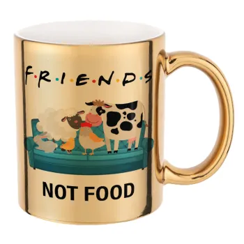 friends, not food, Mug ceramic, gold mirror, 330ml
