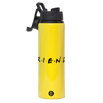 Friends, Metallic water bottle with safety lid, 850ml aluminum